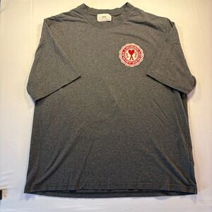 Ami Alexandre Mattiussi Grey Patch Logo T-Shirt Mens XL Heather Gray Short